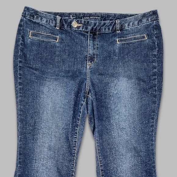 Lane Bryant Flared Leg Jeans Genius Fit Stretch Medium Wash Blue 18 - Picture 3 of 6